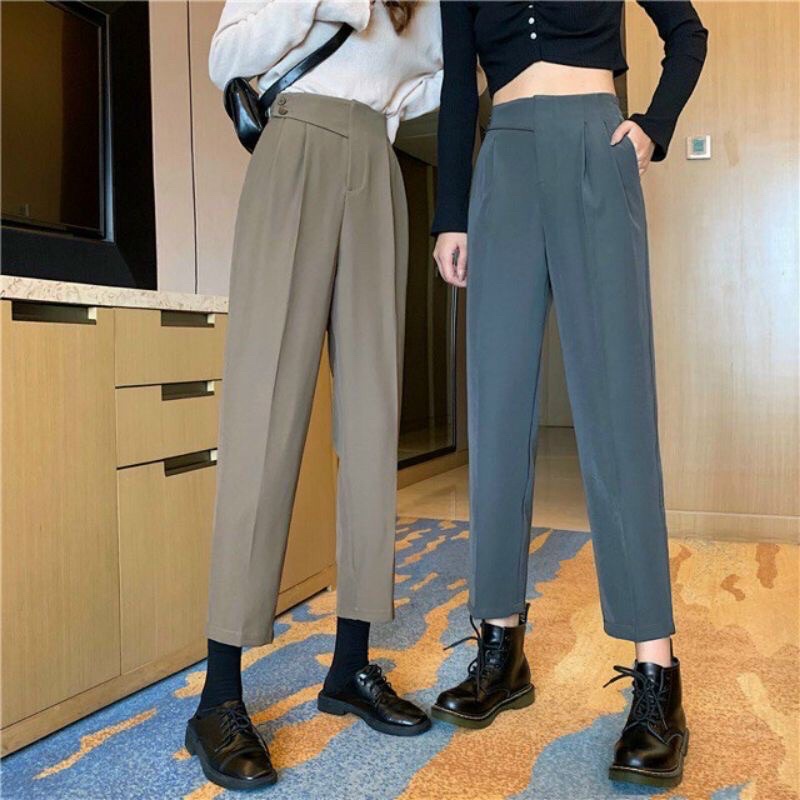 Quần baggy_quần tây nữ cạp chéo 2 khuy cạp cao mã 236