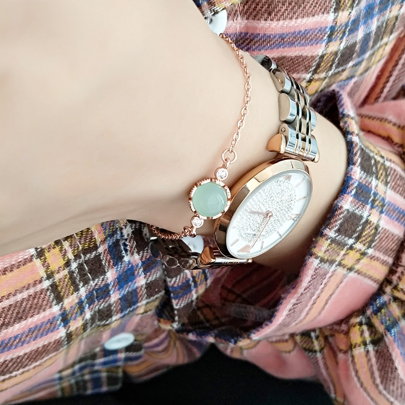 Vòng Tay Chuỗi Hạt Ngọc Bích 24k Đơn Giản Phong Cách Trung Hoa