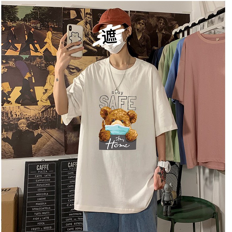 Áo Thun Nam Nữ Gấu Teddy Đeo Khẩu Trang hot nhất | BigBuy360 - bigbuy360.vn