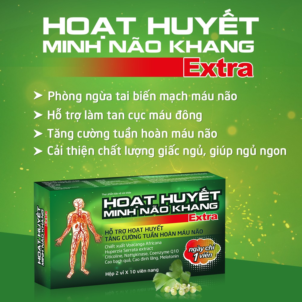 Hoạt Huyết Minh Não Khang Extra Dan Khang Giúp Tăng Cường Tuần Hoàn Máu Não Giúp Ngủ Ngon Giảm Rối Loạn Tiền Đình
