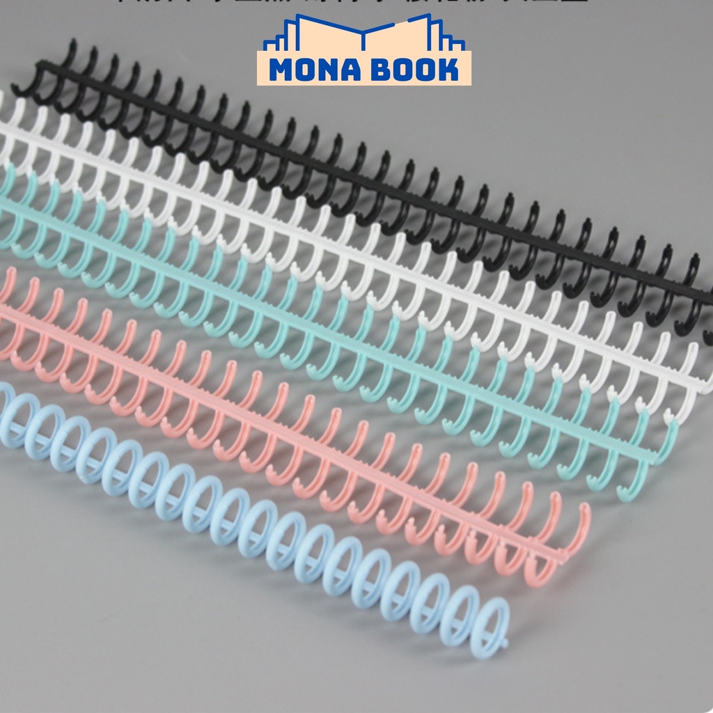 Thanh còng nhựa cao cấp MONABOOK làm gáy sổ lò xo sổ kế hoạch planner đường kính 12mm, binder kẹp tài liệu