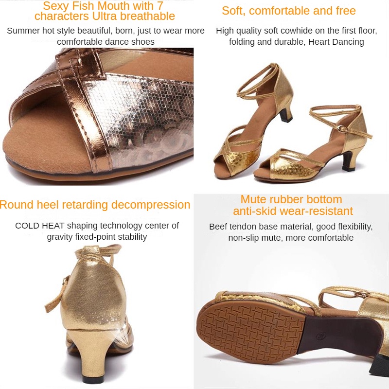Giày Khiêu Vũ latin Đế Mềm Gót Vừa Thời Trang Dành Cho Nữ
