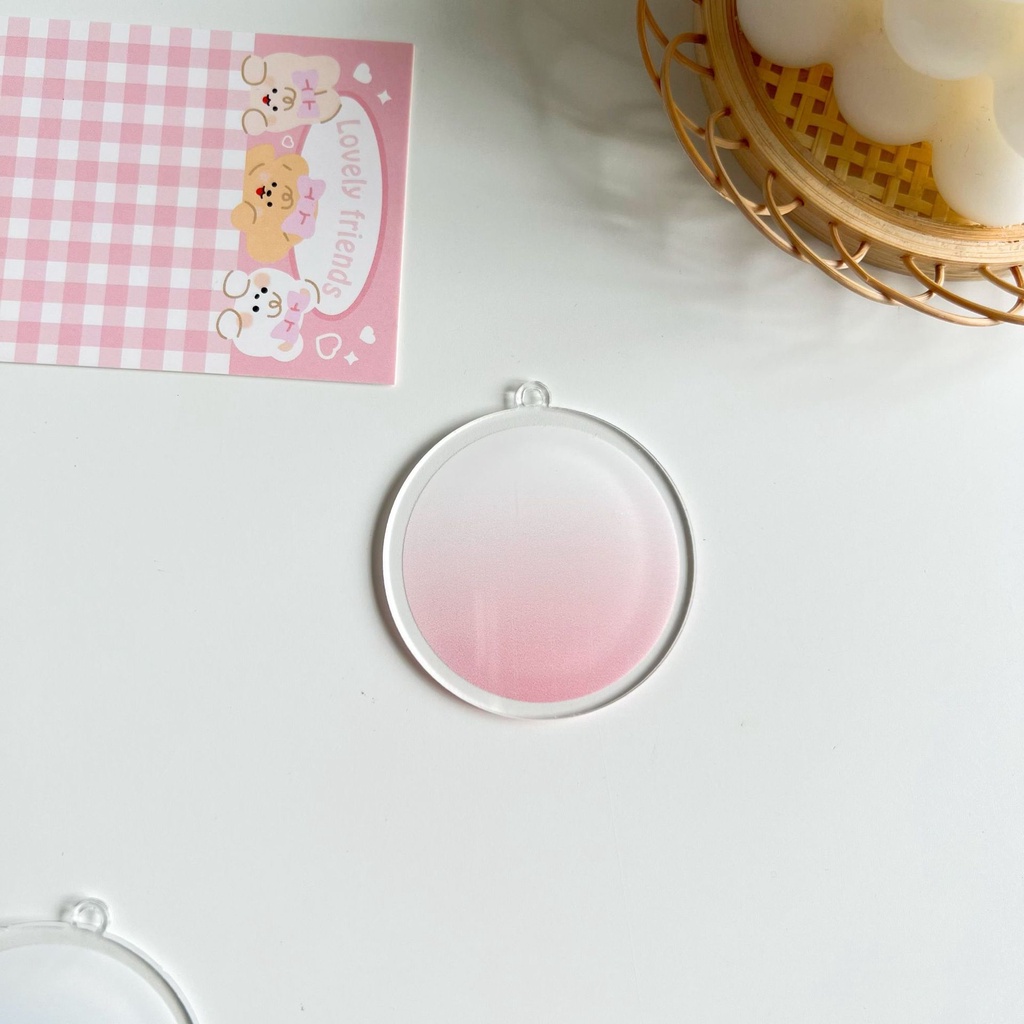 Peach Heart round white background gradient Acrylic pendant Star peripheral DIY key chain