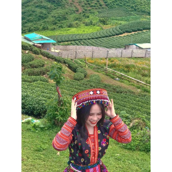 Mũ đội - mũ mông - hoa văn dệt của người hmong - hàng tinh xảo sắc nét loại 1