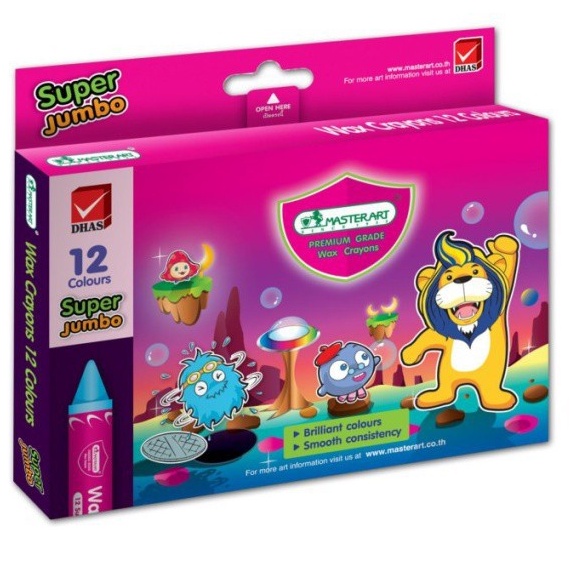 Bút sáp tô màu Master Art 8/12/16/24 màu thân to SUPER JUMBO Thái Lan