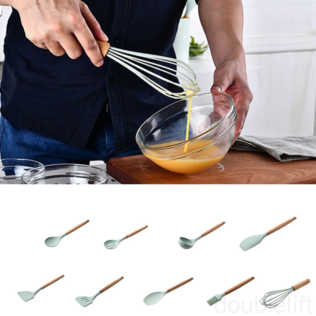 Dụng cụ nấu ăn nhà bếp với tay cầm gỗ chống dính nhiều loại tùy chọn tiện lợi