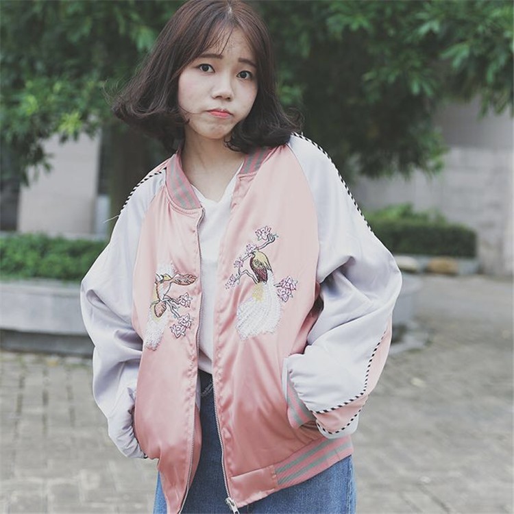 [Có Sẵn] Bomber thêu hoa Hàn Quốc #055