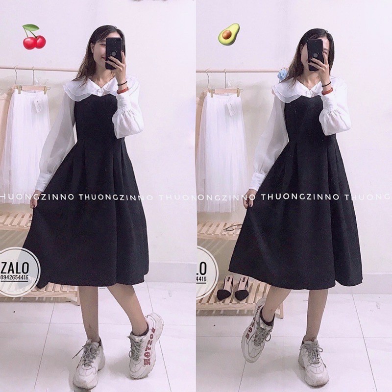 [Ảnh thật/Video] Set áo kèm yếm kiểu Pháp dáng xòe dài mùa thu vintage đơn giản nhẹ nhàng trẻ trung Váy yếm tiểu thư | BigBuy360 - bigbuy360.vn