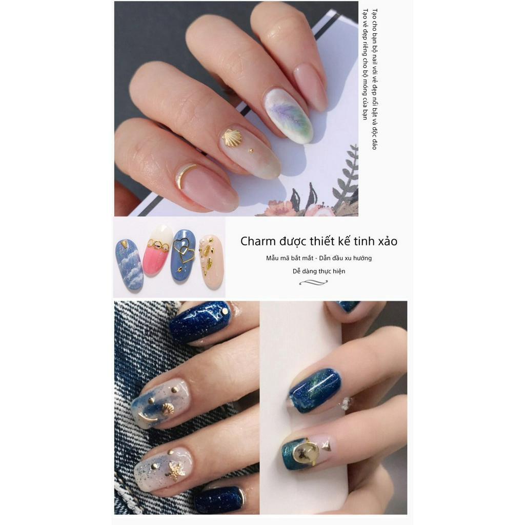 Set charm đính móng 6 ngăn -  Set phụ kiện trang trí móng tay mix hình