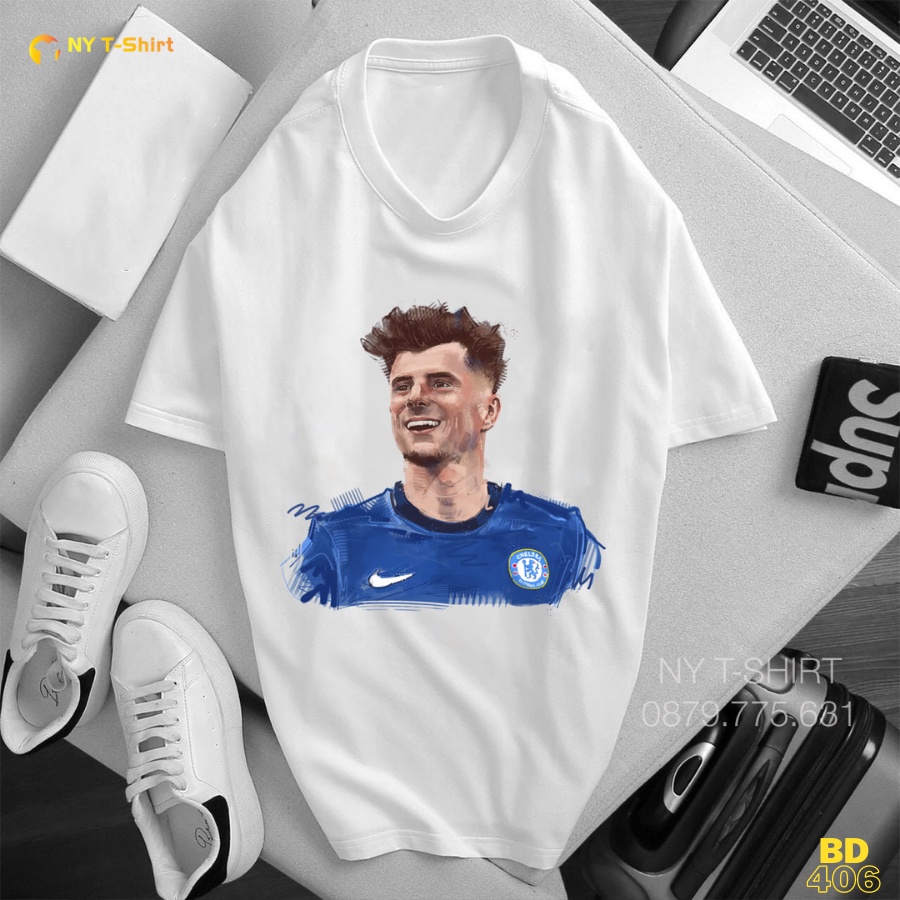 Áo Thun Mason Mount Chelsea Mã BD406 - Áo In Hình Cầu Thủ Bóng Đá