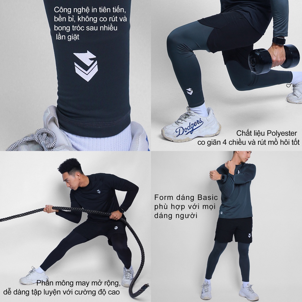 Quần legging nam Shamdi đồ tập gym giữ nhiệt nam co giãn 4 chiều vải - 990