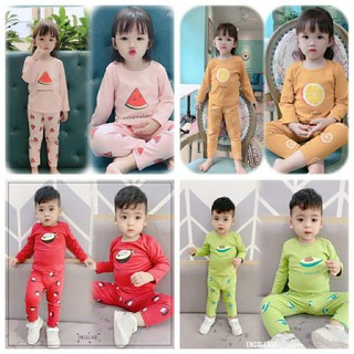 Bộ quần áo trẻ em dài tay in hình trái cây QATE60