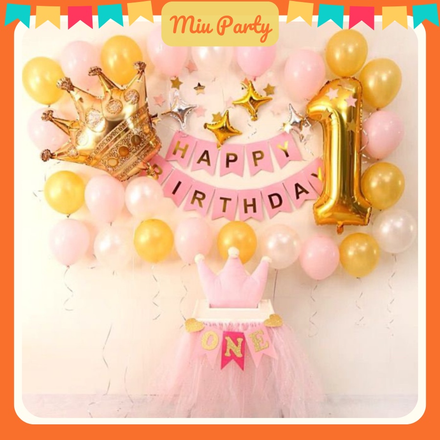 Set bong bóng trang trí sinh nhật phong cách Hàn Quốc tông màu pastel sang chảnh - Miubabyclothing
