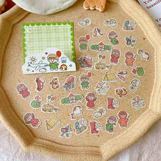 Set miếng dán sticker decal sổ vở cô bé 40 miếng
