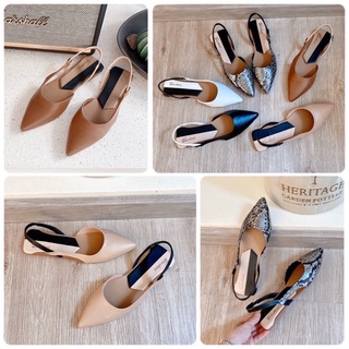 GIÀY SLINGBACK BỆT MŨI NHỌN CHẤT DA MỀM