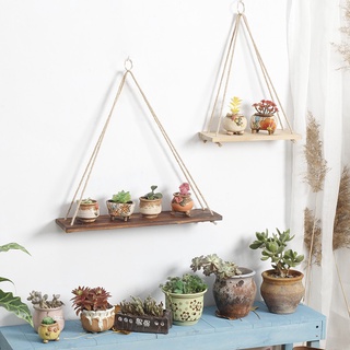  KỆ GỖ TREO TƯỜNG DÂY THỪNG TRANG TRÍ PHÒNG NGỦ PHÒNG KHÁCH ĐỂ ĐỒ LƯU NIỆM CHÂU HOA CÂY CẢNH MINI ĐA DẠNG SIZE 10X30 