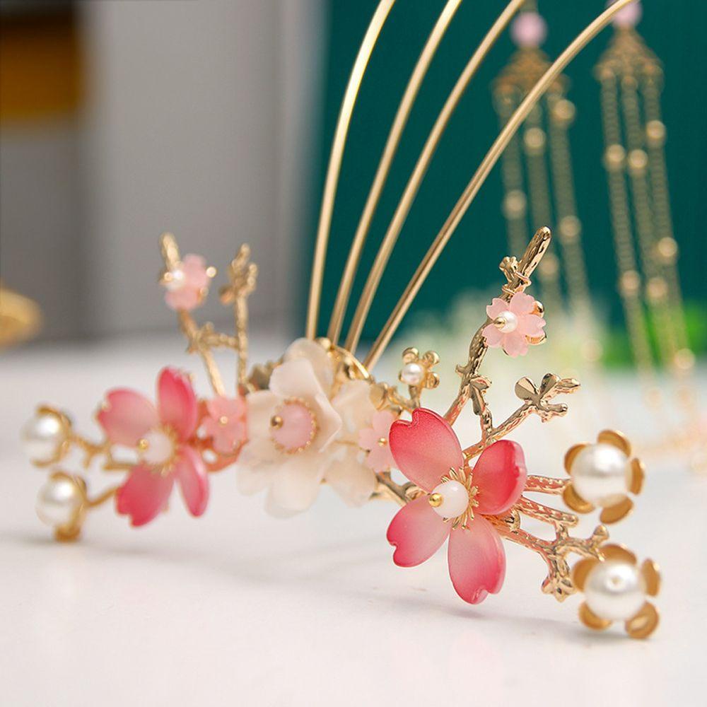 Nĩa Cài Tóc Hình Hoa Phối Tua Rua Phong Cách Trung Hoa Cổ Điển Sang Trọng Cho Bé Gái