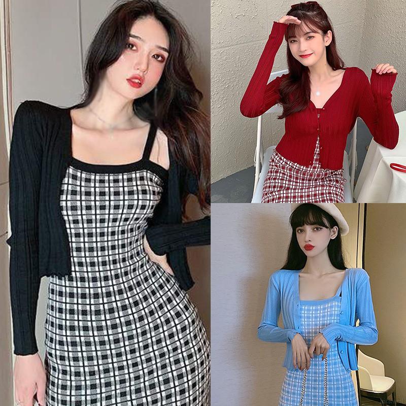 [Mã FAMAYWA giảm 10K đơn 50K] Áo Cardigan Dệt Kim Màu Trơn Cổ Chữ V Thiết Kế Quyến Rũ Cho Nữ | BigBuy360 - bigbuy360.vn