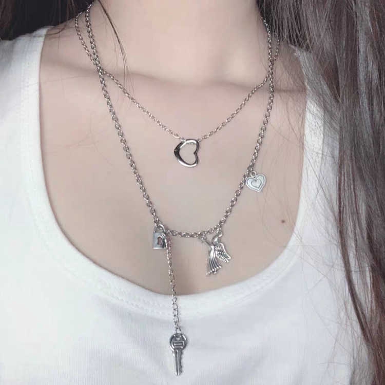 Dây Chuyền Mặt Ổ Khóa / Chìa Khóa / Trái Tim / Ngôi Sao 22125 Thời Trang Cho Nam Và Nữ