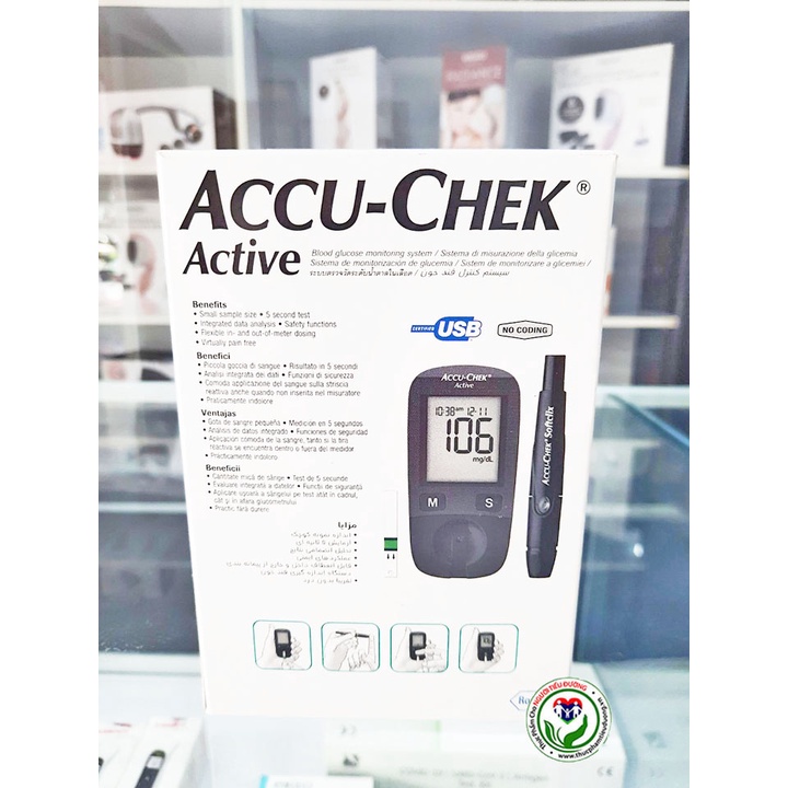 [Chính hãng] Máy đo đường huyết Accu-Chek Active Thế hệ 4 Năm 2022 – ROCHE Đức (Có tem chống hàng giả)