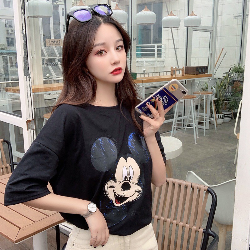 Áo Thun Nữ Ngắn Tay In Họa Tiết Hoạt Hình Dễ Thương Thời Trang Hàn Quốc