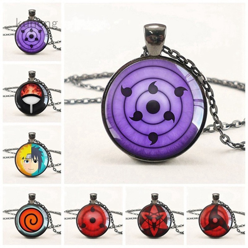 Vòng cổ Màu Đen Mặt Thủy Tinh Mắt Sharingan Anime Naruto Cho Nam
