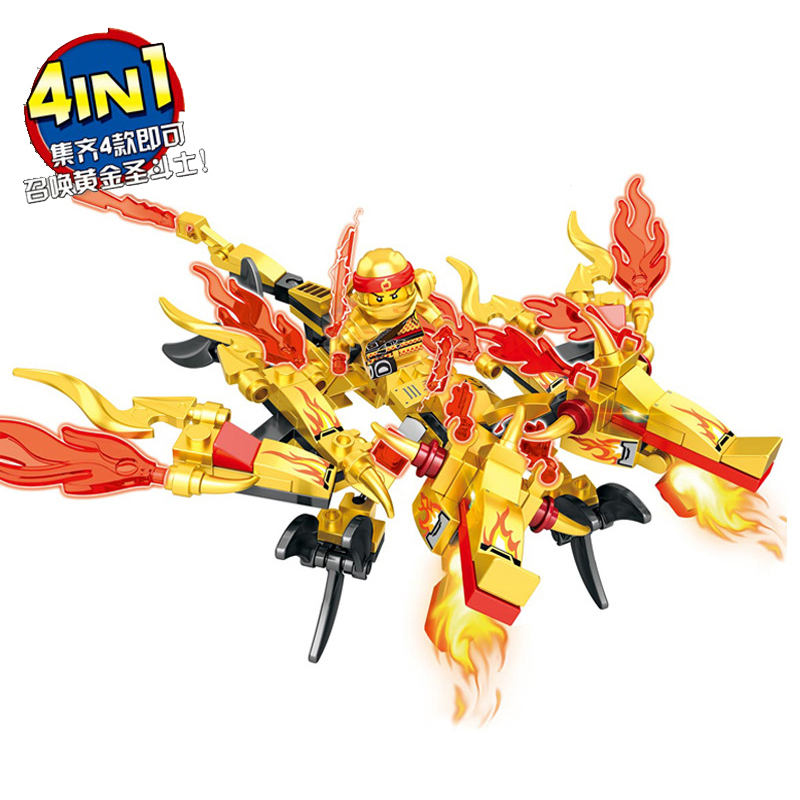 4in1 727pcs Lego Ninjago Set Vàng Saint Seiya Trẻ em Lắp ráp Khối xây dựng Quà tặng