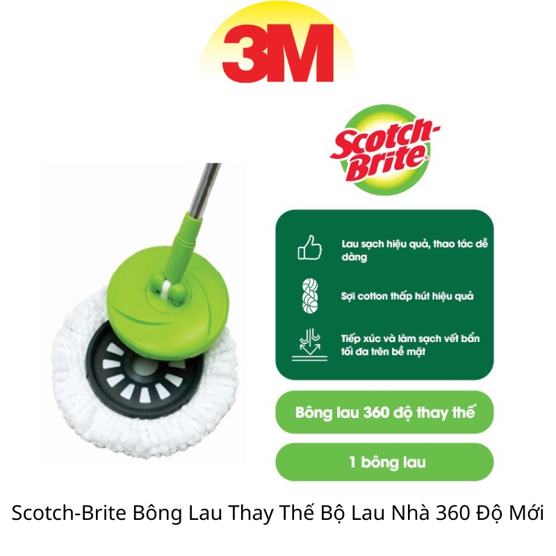 [Chính hãng] Bông Lau Thay Thế Bộ Lau Nhà 360 Độ Mới Scotch-Brite, Dễ dàng thao tác thay thế XA00650