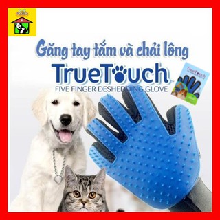 🎀 Găng Tay Tắm, Chải Lông & Massage Cho Chó Mèo True Touch (Hàng Nguyên Hộp)