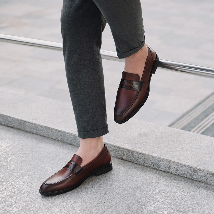 Giày Loafers nam LAFORCE da bò GNLA1268-NDO Tặng Tất Nam Cao Cấp