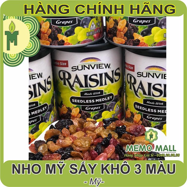 NHO MỸ SẤY KHÔ 3 MÀU SUNVIEW - Dẻo - Trái To - Ngon ngọt