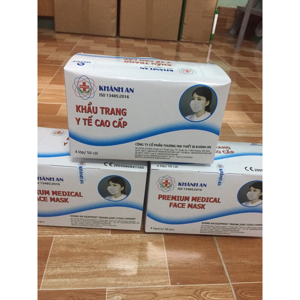 Khẩu Trang Y Tế 4 Lớp Kháng Khuẩn Khánh An Hộp 50 Cái - Hình shop tự chụp-hàng có sẵn-Màu Trắng