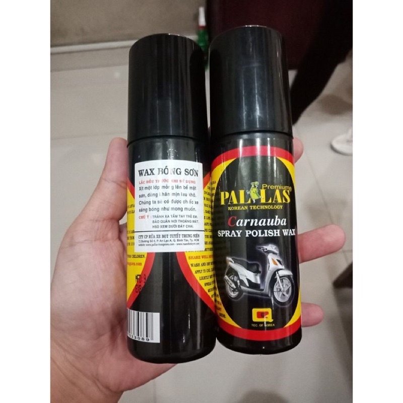 Combo 2 chai wax Bóng sơn xe pallas 120ml, Bóng dàn áo.