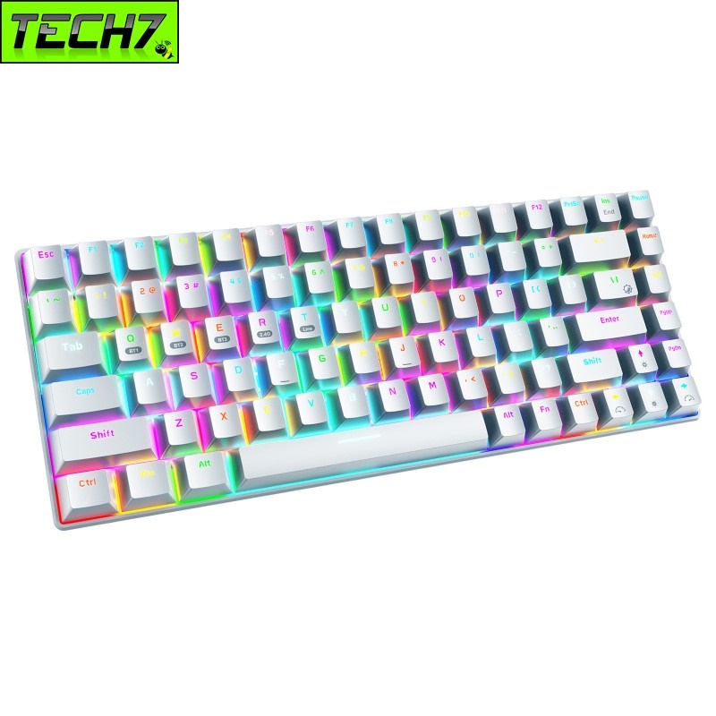 Bàn Phím Cơ không dây mini Đa kết nối RF84 Led RGB White Gaming cho máy tính