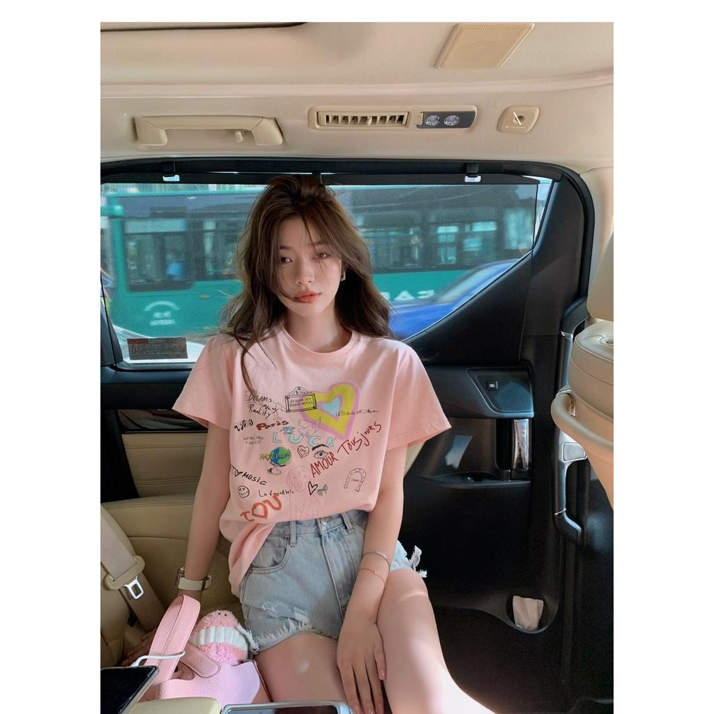 Áo Thun Cotton Ngắn Tay In Họa Tiết Vui Nhộn Phong Cách Mới 63154