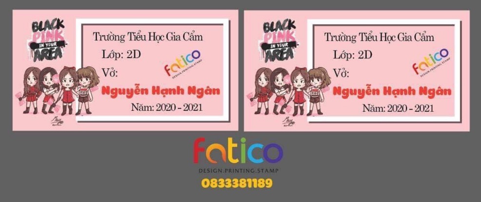 Combo 48 cái Nhãn vở Blackpink, thiết kế in nhãn vở theo yêu cầu