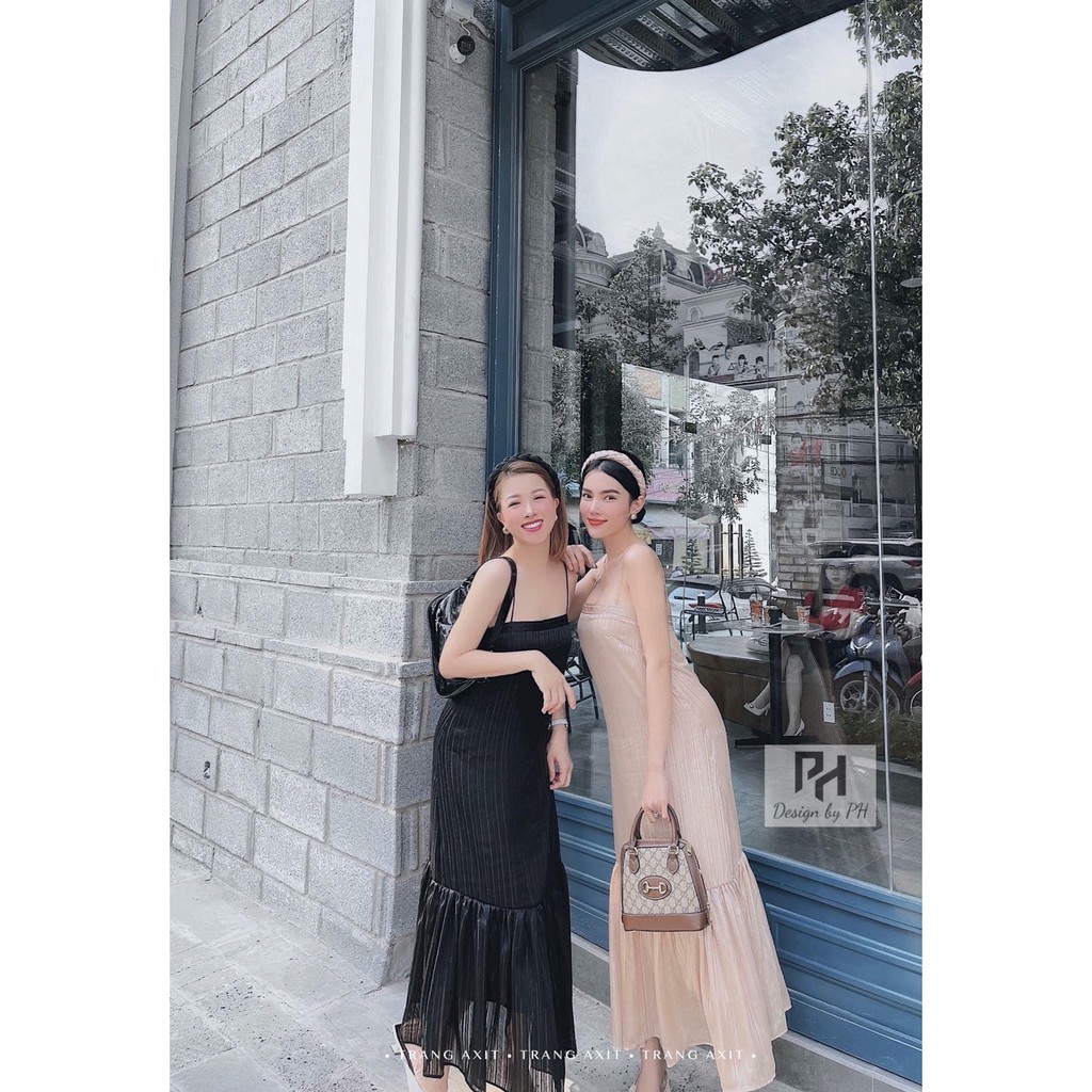 ĐẦM MAXI SUÔNG 2 DÂY FORM DÀI  HÀNG NHẬP  Ꮯɦấȶ Ꮮɨệʊ: thun dập ly+ lót. Có 2 màu. Phom dễ mặc nha mấy chế
