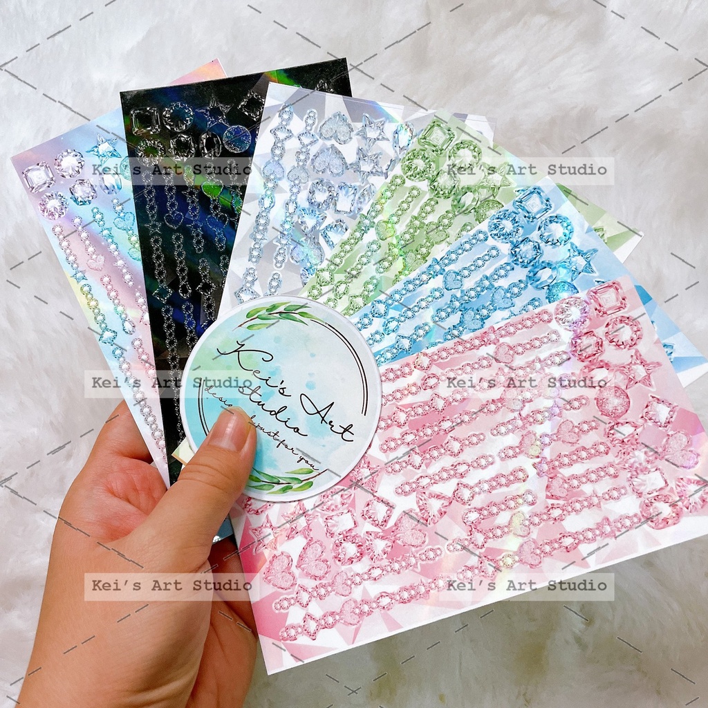 Mẫu gem màu đen, trắng, nhiều màu lấp lánh