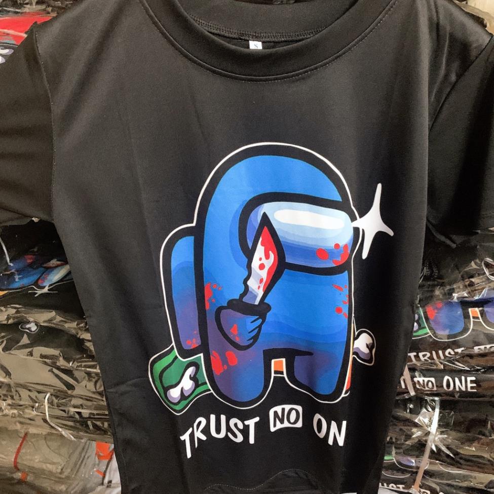 Áo Among Us màu đen in hình xanh siêu độc đáo cực hot đủ size