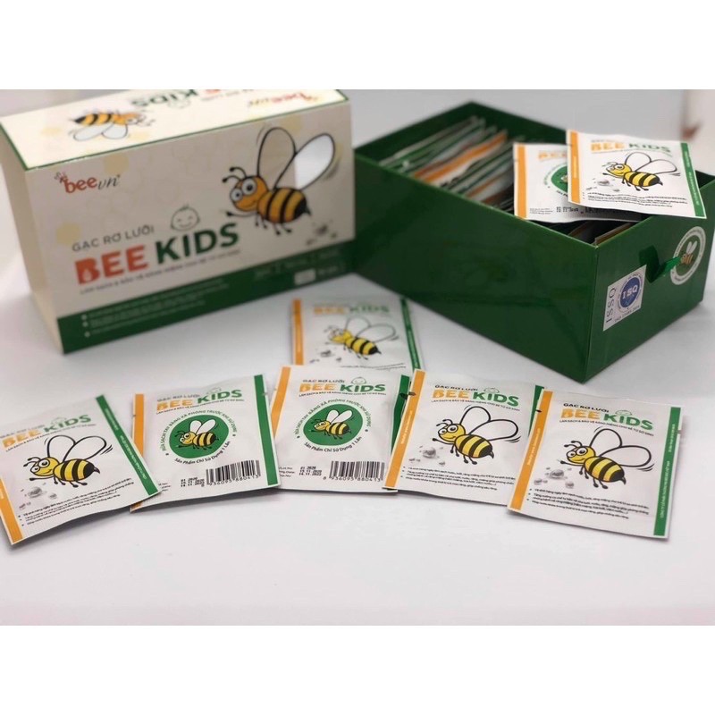 Gạc Rơ Lưỡi Kháng Khuẩn Nano Bạc Bee Kids Hộp 36 Gói