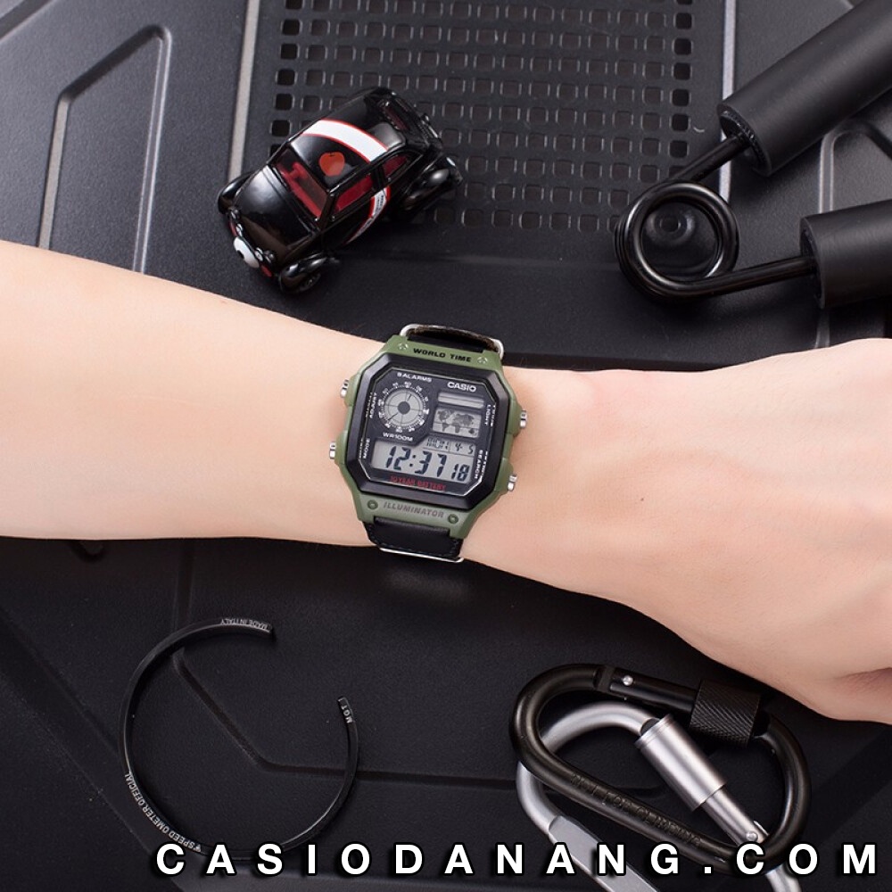 Đồng hồ nam dây vải Casio chính hãng Anh Khuê AE-1200WHB-3BVDF (42mm)