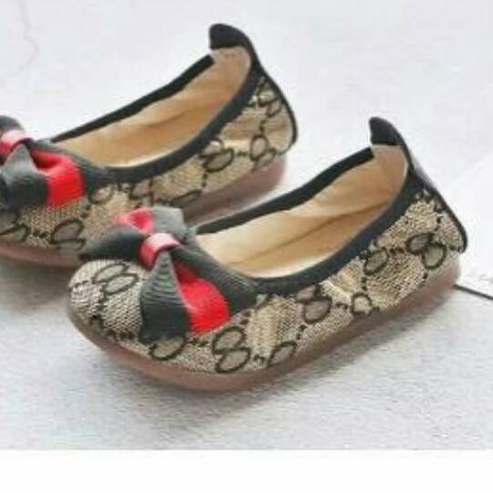 Giày Búp Bê Thắt Ruy Băng Màu Đen Nâu Plk-678 Gucci Cho Bé Gái