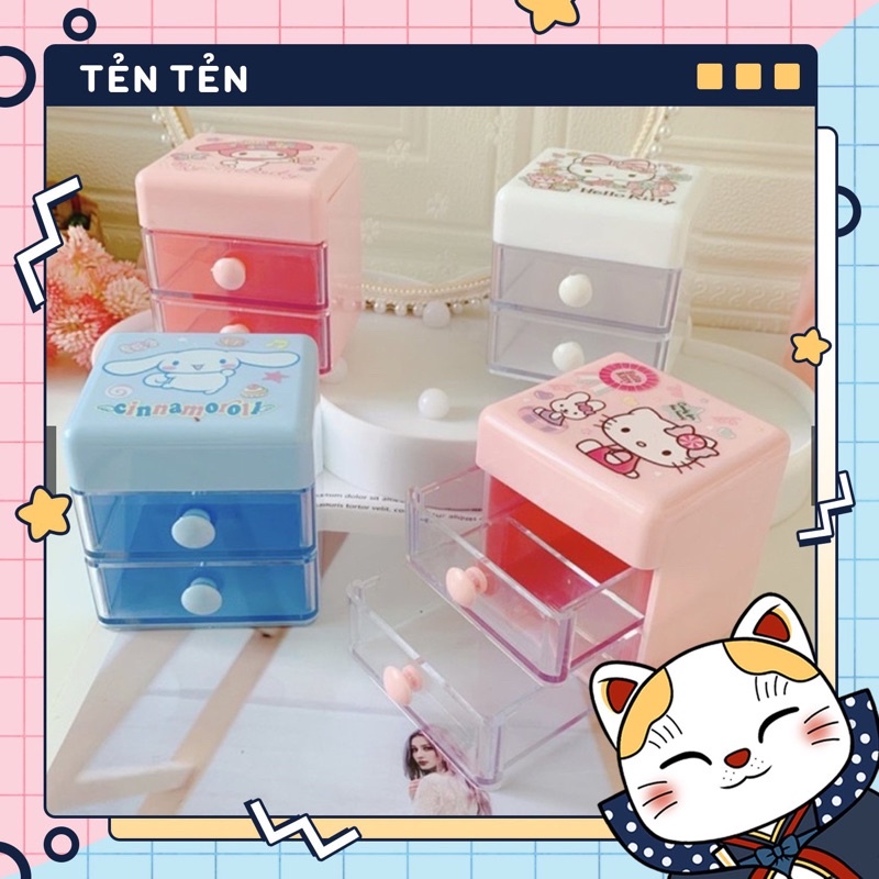 Hộp nhựa đựng sticker, washi tape, trang sức, vật dụng cá nhân nhiều ngăn tiên lợi, xinh xắn Tẻn Tẻn