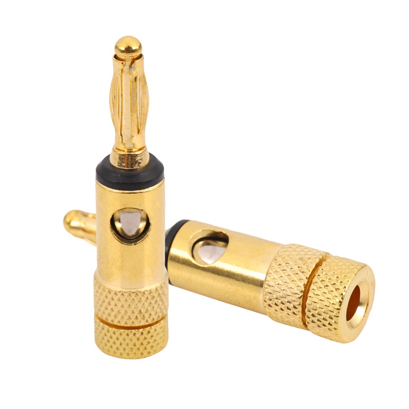 Set 4 Đầu Cắm Bắp Chuối Mạ Vàng 2 Đỏ / Đen 4mm LL68-4BP1