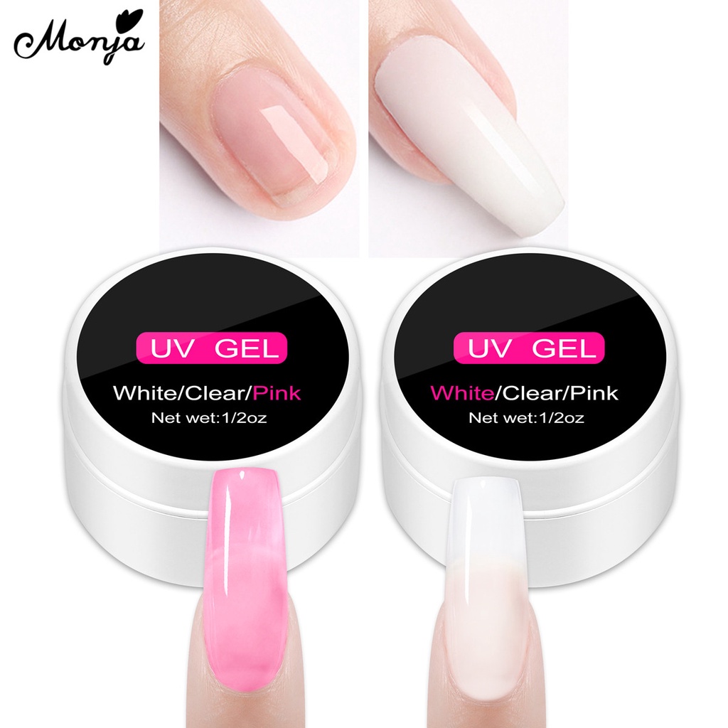 Sơn móng tay Monja 15ml màu trắng / hồng chất lượng cao chuyên dụng