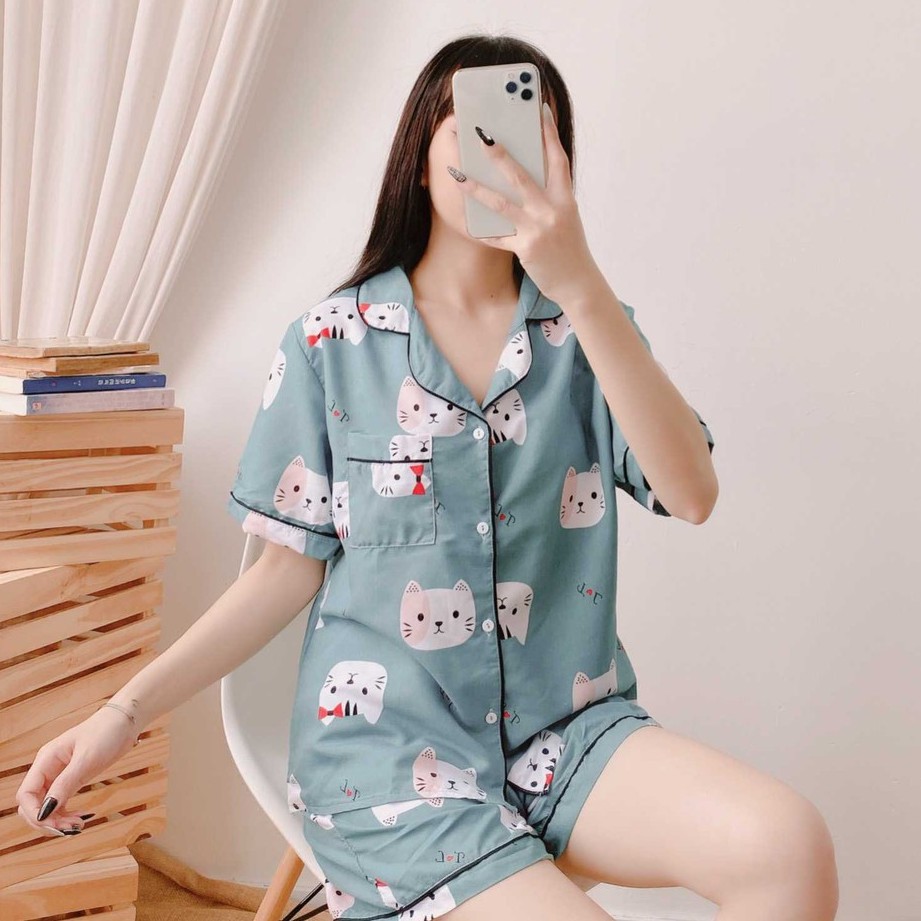 Bộ ngủ pijama cộc kate thái cao cấp l1 bộ mặc nhà mềm mại thoải mái dễ thương giá rẻ H23