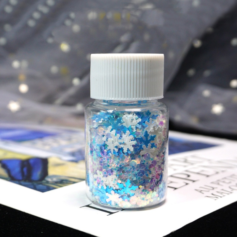 Set sequin hình bông tuyết dùng làm đồ trang sức thủ công nghệ thuật từ nhựa resin 10g DIY
