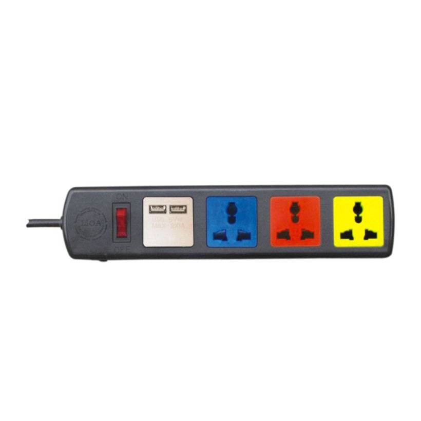 Ổ LIOA có cổng sạc USB 5V - 1A 4D32NUSB 4 ổ + 1 công tắc đa năng ( 3m dây ) - Bảo vệ quá tải bằng CB