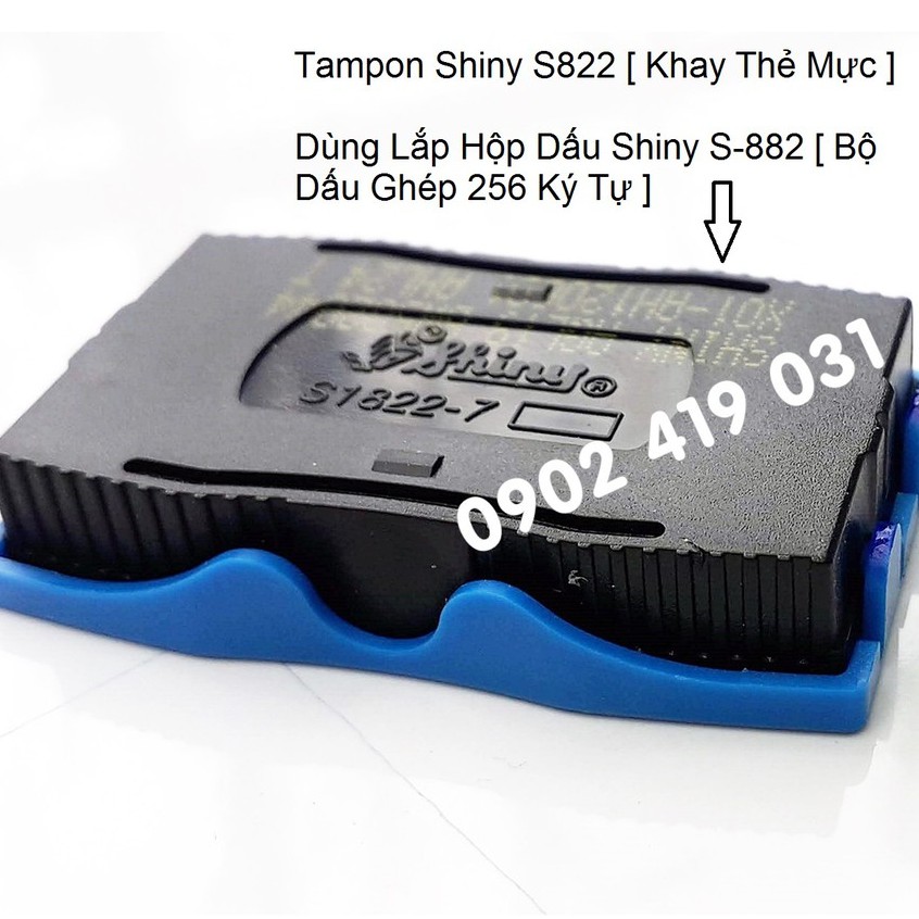 Tampon S882 bộ dấu ghép chữ, số. [ Khay Thẻ Mực Shiny S-882-7, Tăm Bông S-882-7 ]