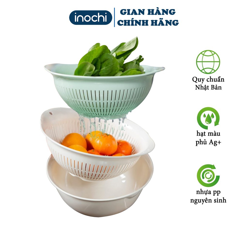 Bộ Thau Rổ nhựa Yoko Inochi Nhật Bản Loại Lớn Cao Cấp